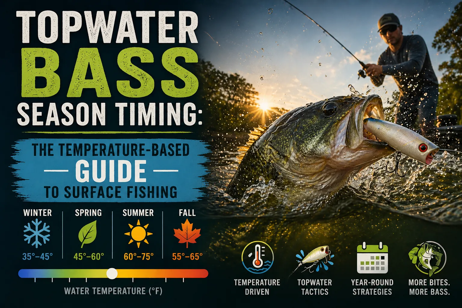 Topwater Bass Season Timing: The Temperature-Based Guide to Surface Fishing All Year