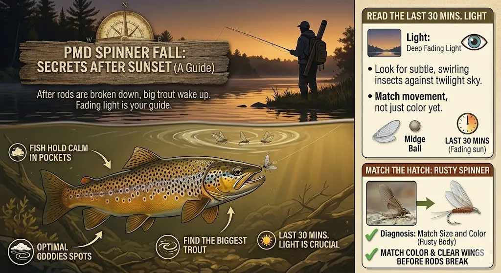 How to Fish the PMD Spinner Fall: The Evening Window Most Anglers Miss