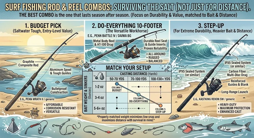 Best Surf Fishing Rod and Reel Combos for 2026: Budget, Do-Everything, and Step-Up Picks